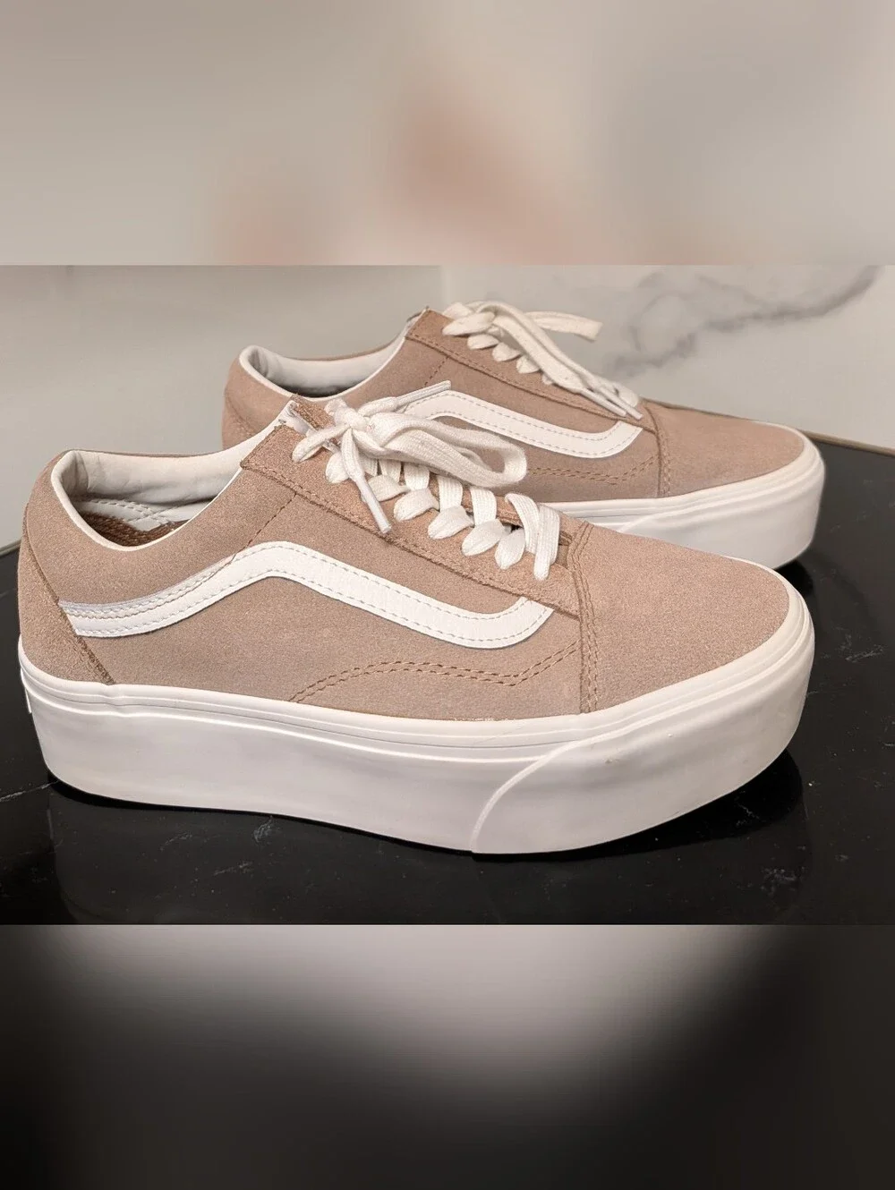 Vans Old Skool Beige Suede Stackform Sneakers Size M6.5 W8 MSRP $80
